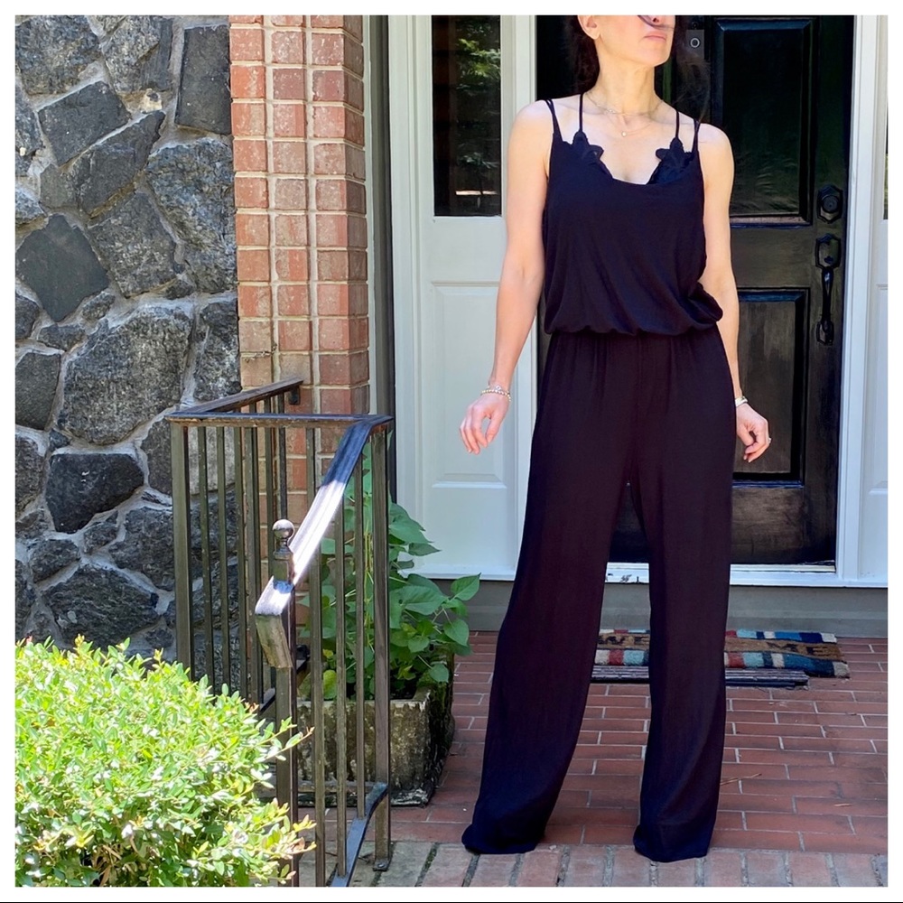 BLACK WIDE LEG TANK JUMPSUIT - Picture 7 of 11